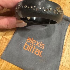 Gorgeous Alexis Bittar Black Lucite Bracelet With Crystals As is.